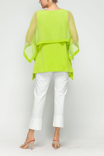 Lime Poncho Layer Top